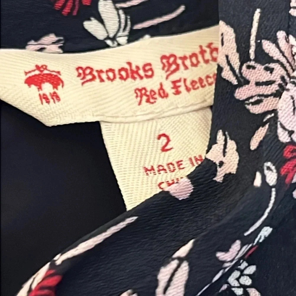 Brooks Brothers Red Fleece | Daisy floral sleeveless dress tie neck Women size 2 - Picture 6 of 10